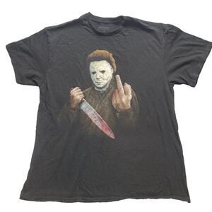 Halloween Michael Myers Shirt‎ Adult Extra Large Black Flipping Off Horror Mens